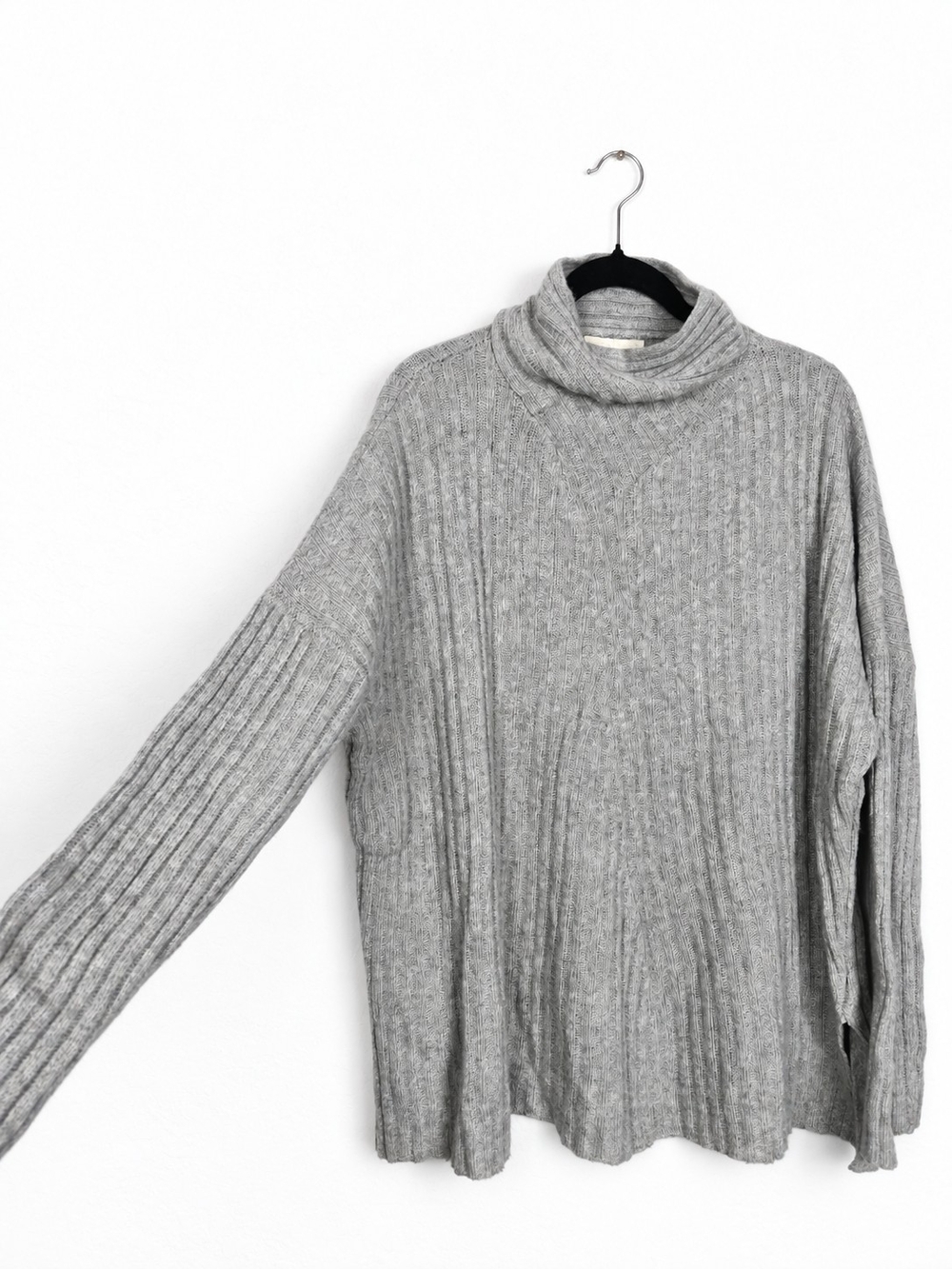 Grade & Gather Wool Blend Sweater M Gray Oversized Slouchy Turtleneck Ribbed